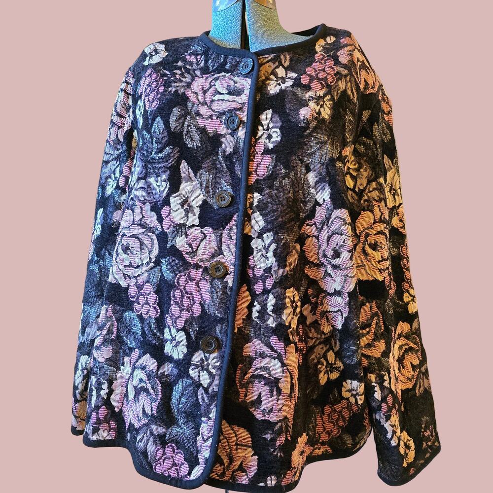 Vintage Cottage Core Tapestry Blazer, XXL/2X